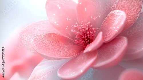 Intricate and stunning close-up of pink flower photo