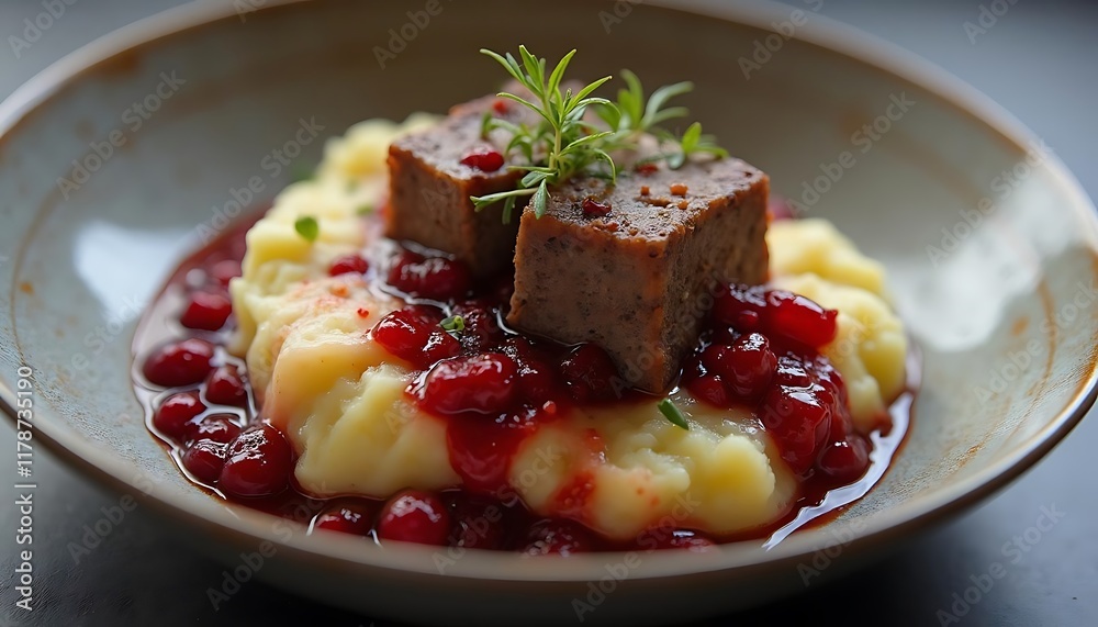 Delicious Meatloaf with Mashed Potatoes and Cranberry Sauce Delicious Meatloaf with Mashed Potatoes and Cranberry Sauce