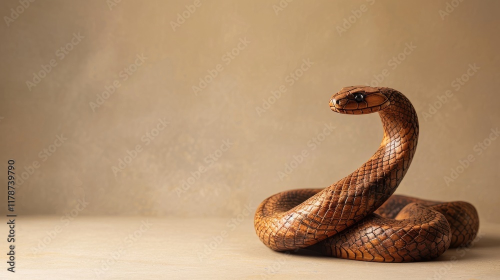 Fototapeta premium Chinese New Year 2025. Chinese New year symbol wooden snake. Celebrate New Year. Copy space area for text