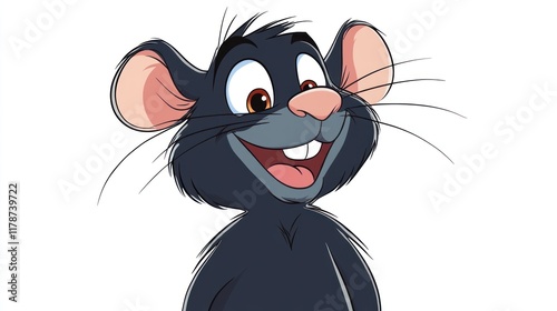A cheerful cartoon mouse with big ears and a friendly smile.