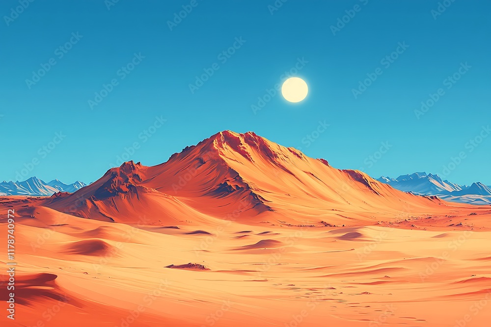 Naklejka premium sunset over the dasert with blue sky 