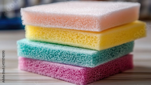 Microfiber Dish Sponges in Soft Pastel Colors for Effective Cleaning and Disinfecting Kitchen Surfaces