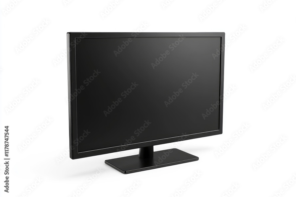 A Black Computer Monitor Isolated on White Background A Black Computer Monitor Isolated on White Background