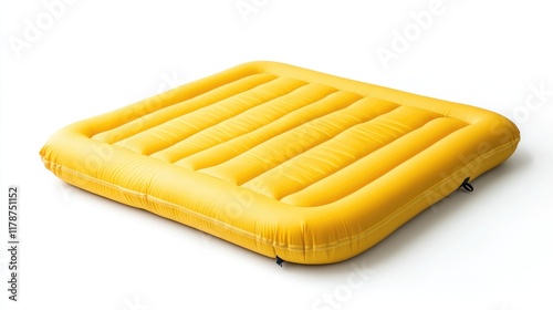 Yellow Inflatable Mattress for Relaxation and Water Activities on a White Background photo