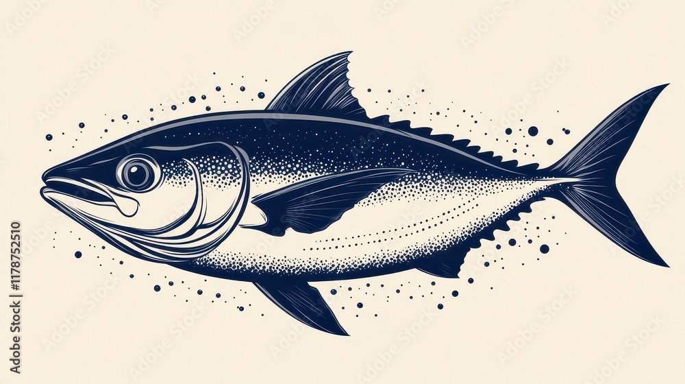 Fototapeta premium Detailed illustration of a tuna fish.