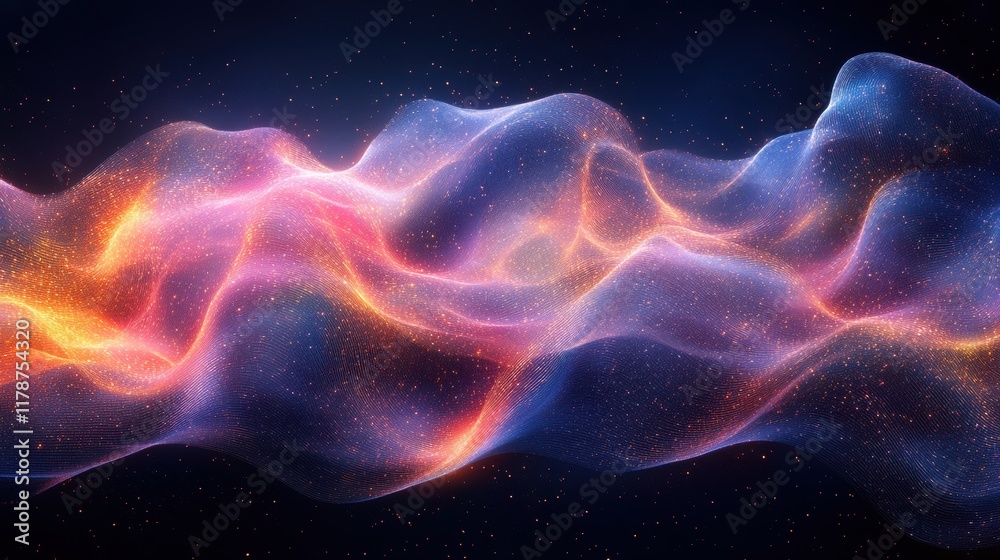 Fototapeta premium Abstract waves of color and light create a cosmic, ethereal atmosphere.