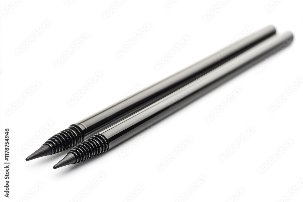 Two Black Stylus Pens Laying Side By Side Two Black Stylus Pens Laying Side By Side
