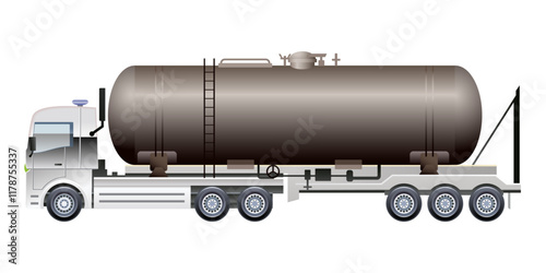 Truck tanker semi trailer heavy cargo industries vector Illustration