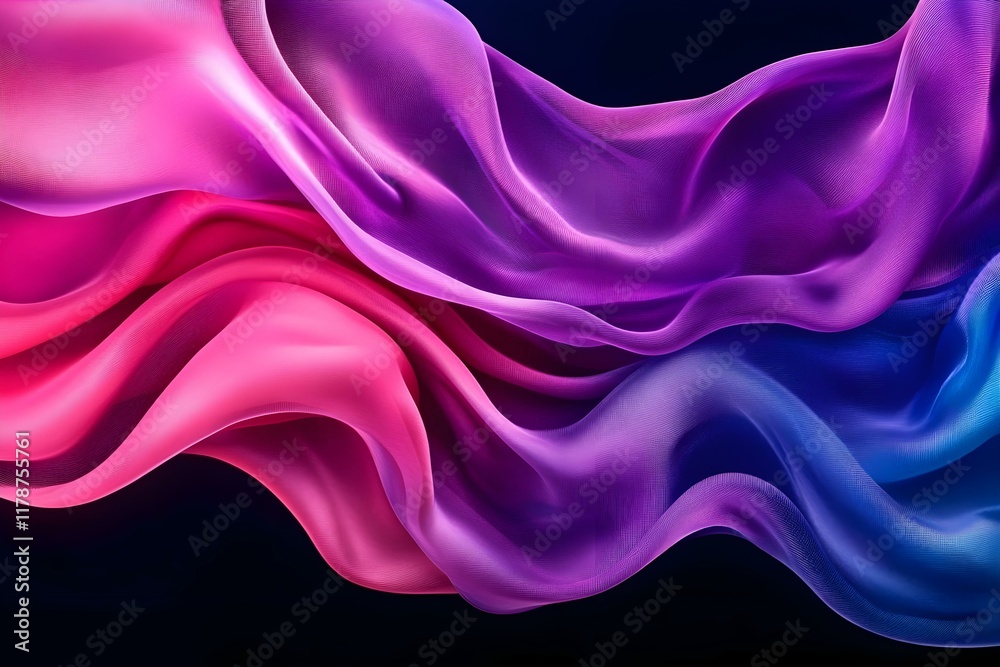 Obraz premium Chromatic Waves: Abstract Vibrant Purple, Pink, and Blue Fabric Flowing