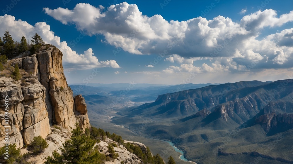 Obraz premium landscape image with a beautiful background view from the top of a cliff
