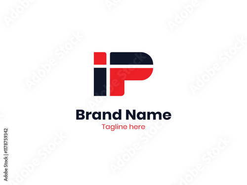 IP Letter Initial Logo Design Template Elemen