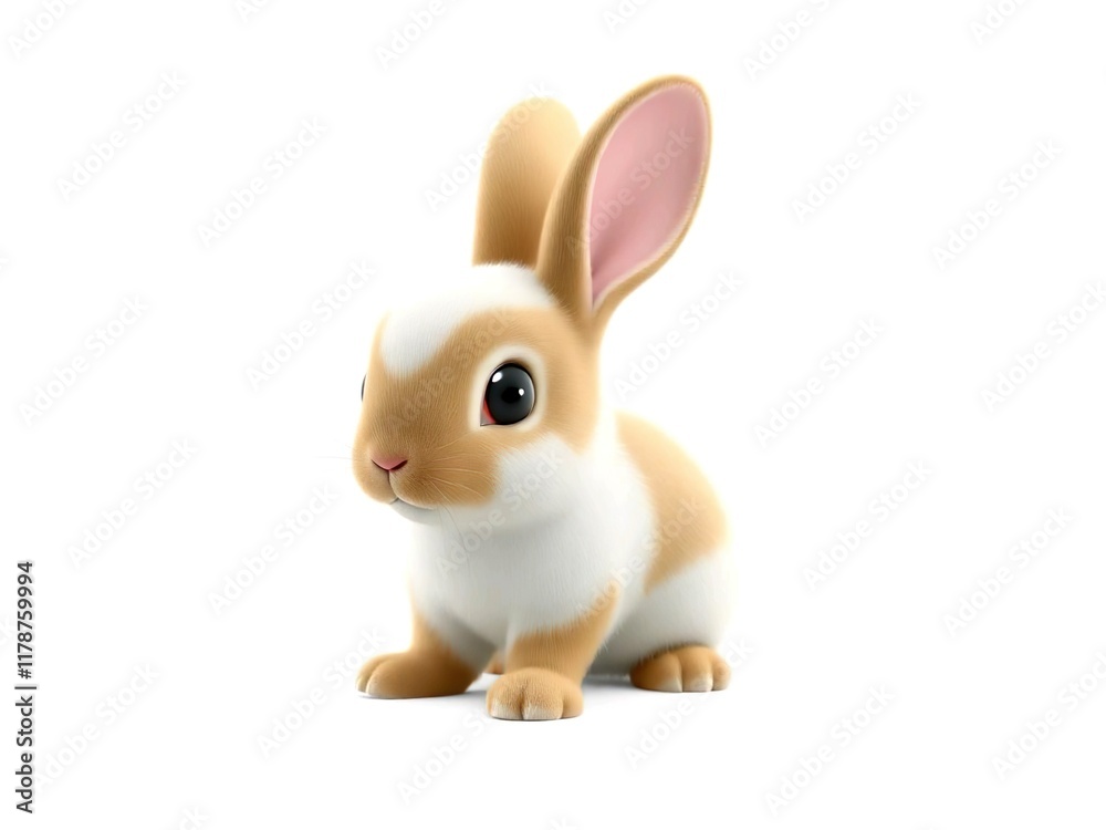 Fototapeta premium Cute baby rabbit cartoon 3d rendering illustration