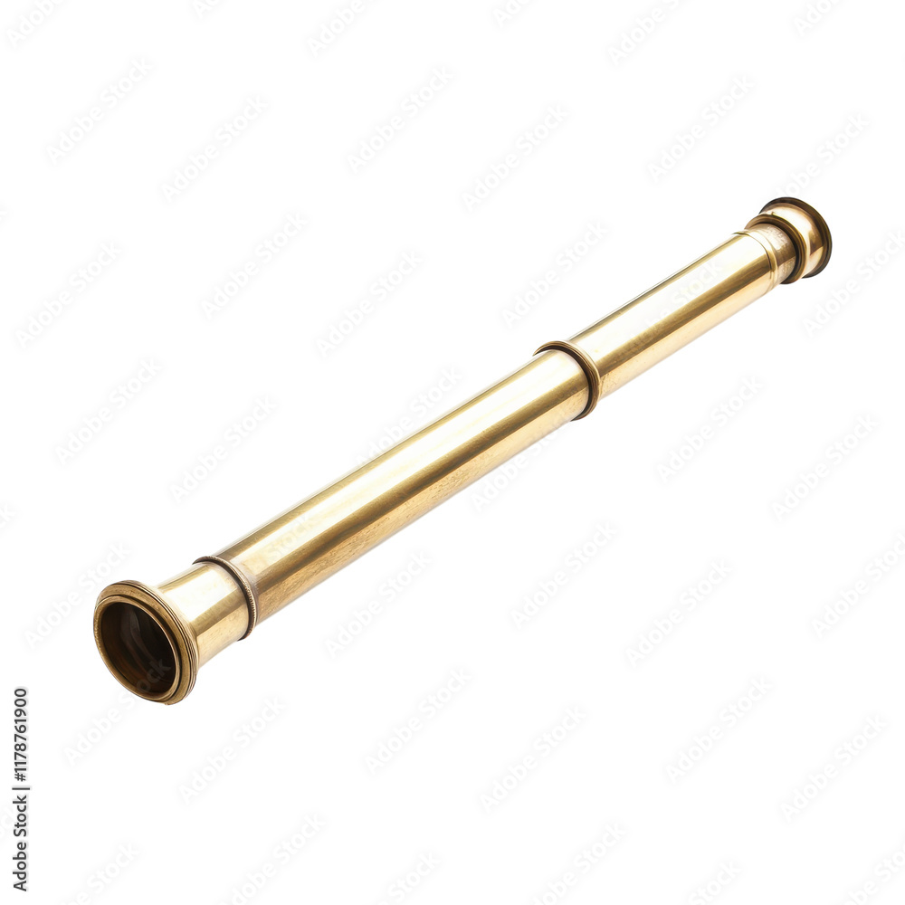 Naklejka premium Vintage Brass Telescope for Navigation and Exploration on transparent background.