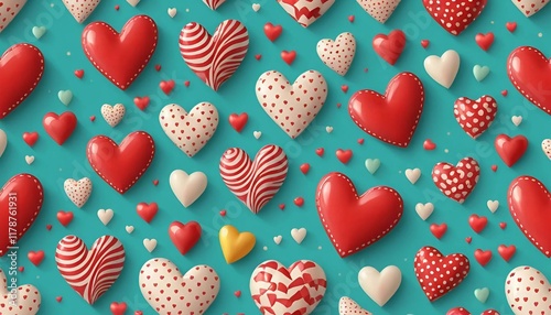 blue background with hearts