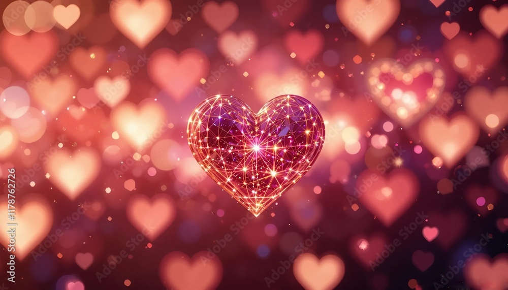 background with pink shiny hearts background with pink shiny hearts