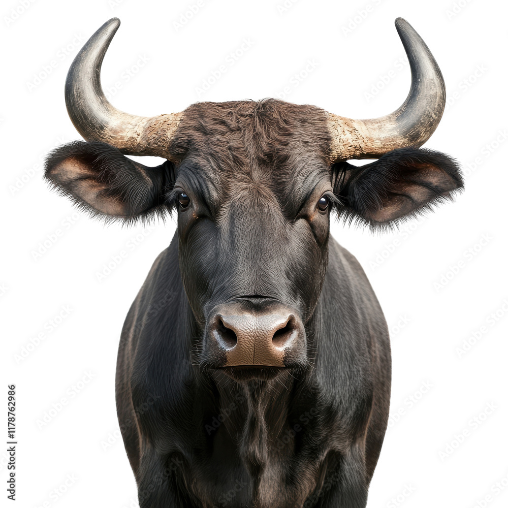 Naklejka premium Isolated Buffalo in Natural Habitat for Wildlife Documentation on transparent background.