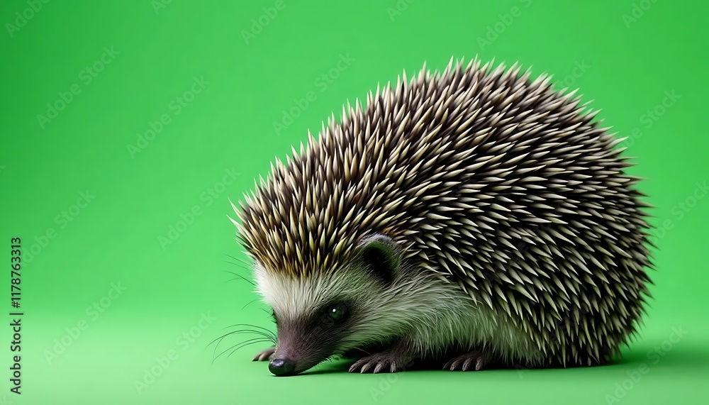 Hedgehog Portrait: A Detailed, Whimsical Study in Green Hedgehog Portrait: A Detailed, Whimsical Study in Green
