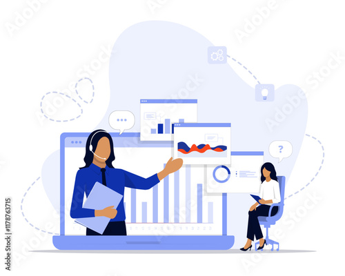 online consulting concept illustration. Suitable for landing page, ui, web, App intro card, editorial, flyer, and banner.