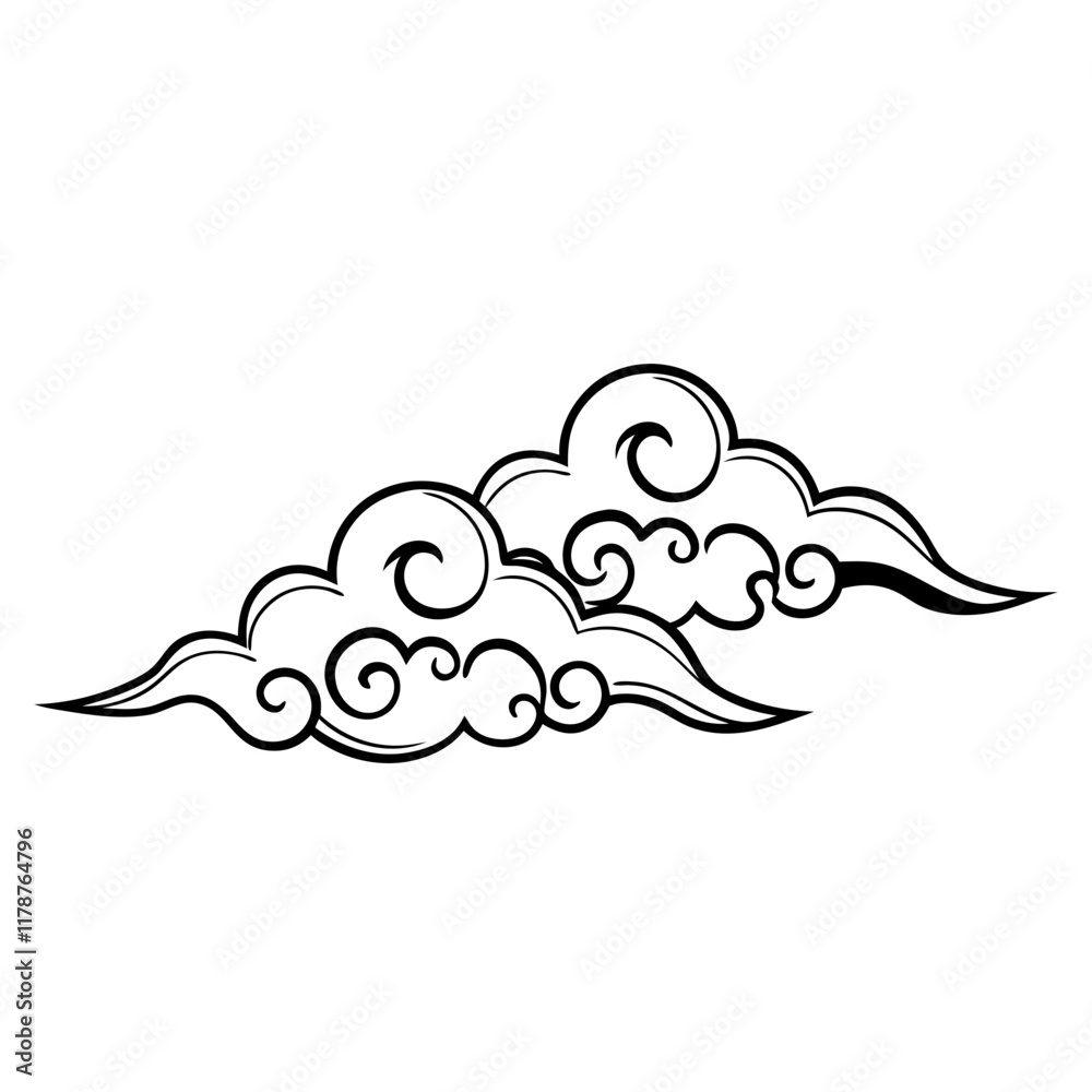 Chinese Cloud Hand Drawn