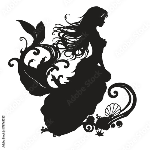 Silhouette of a mermaid