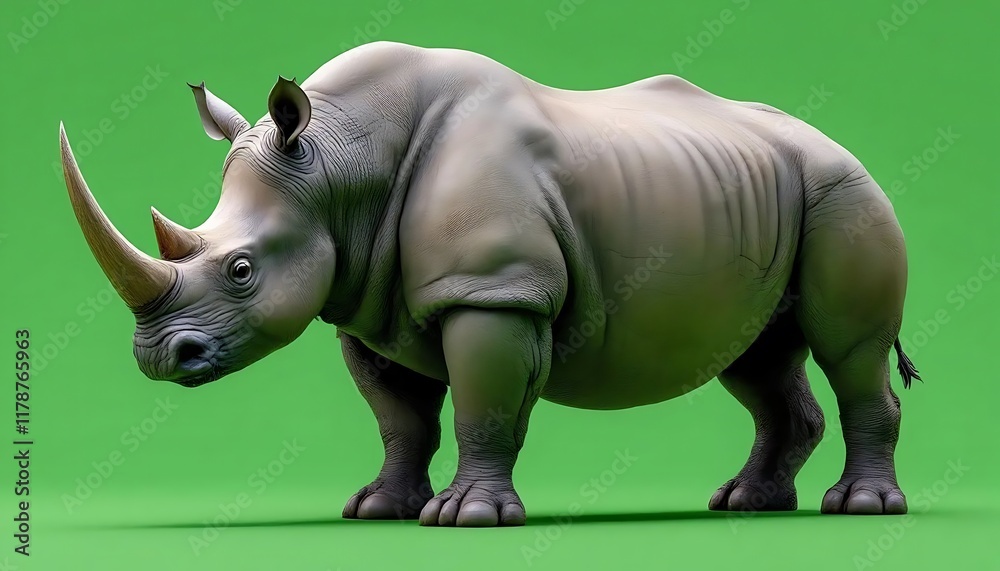Obraz premium Majestic White Rhino: A Realistic 3D Render