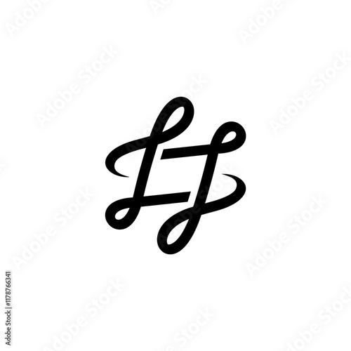 Logo Letter L LJ Z Black intertwined letters L form elegant lettering suitable for logos, monograms, and branding projects in the luxury and fashion industries. photo