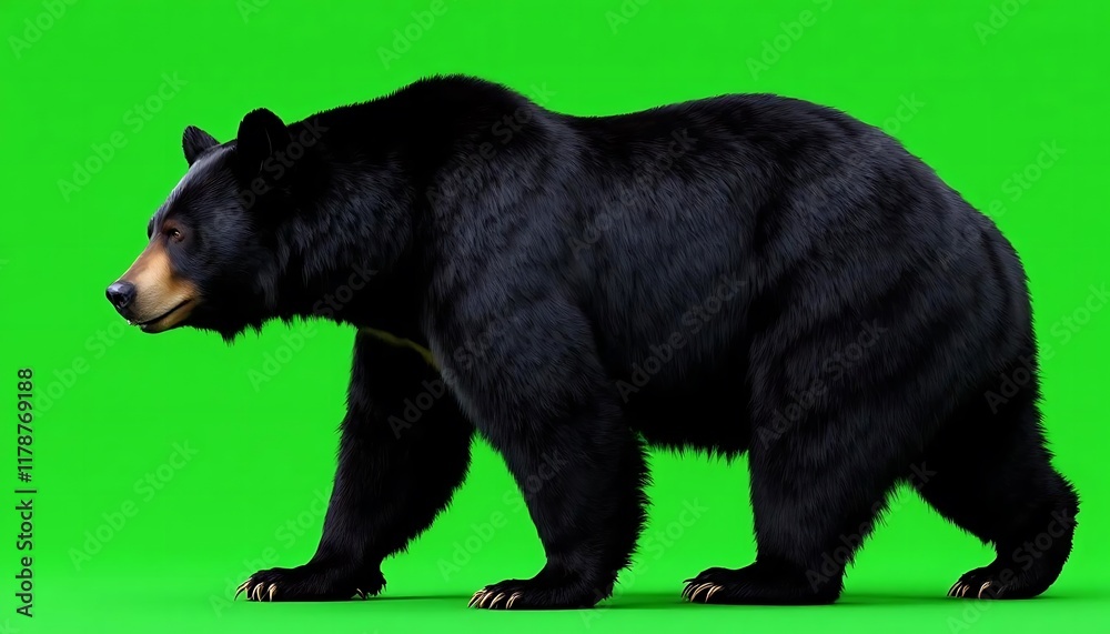 Fototapeta premium Majestic Black Bear: A Realistic 3D Render