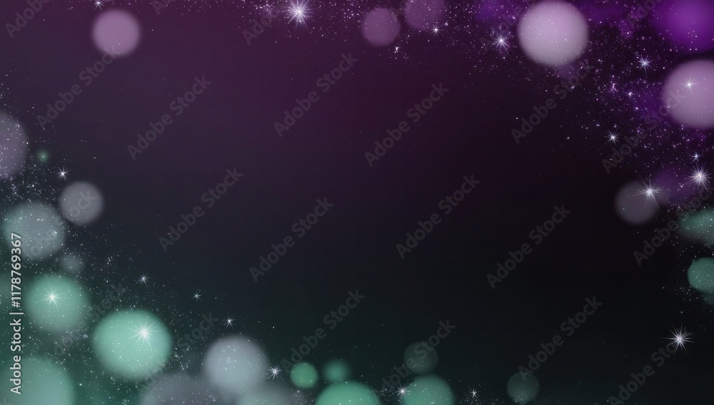 Naklejka premium Cosmic background with glowing orbs, stars, and a sparkling nebula. Copy space sky galaxy backdrop