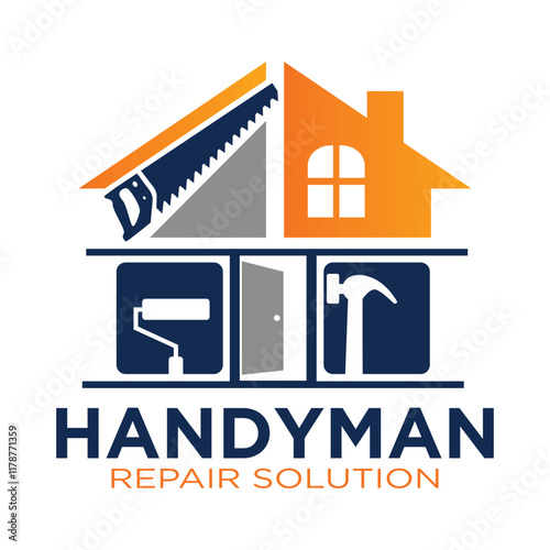 House repair tools logo. Handyman tools logo template.