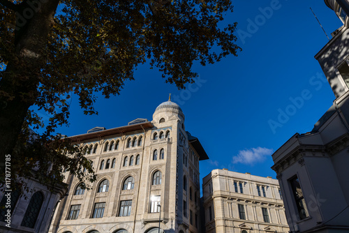 Obraz na płótnie View from the streets in Eminonu, generic architecture on the European side of Istanbul. Exterior of Legacy Ottoman Hotel. w salonie