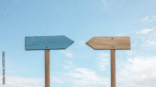 Two Wooden Arrows Pointing ...