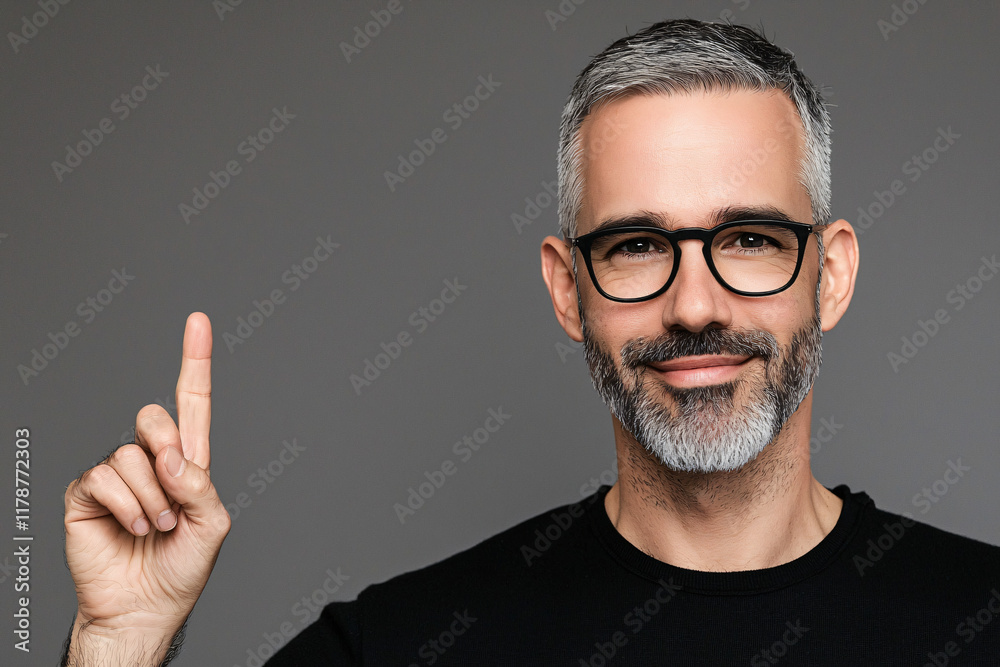 Obraz premium mature man pointing