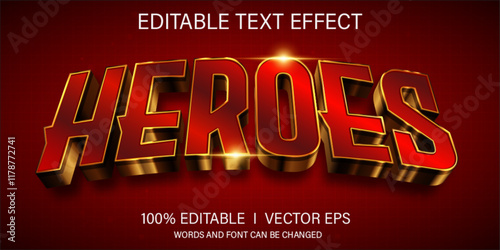 heroes 3d vector text effect with modern style design