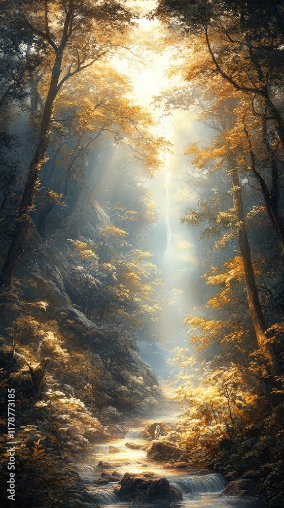 Golden Forest Path. Phone wallpaper. Golden Forest Path. Phone wallpaper.