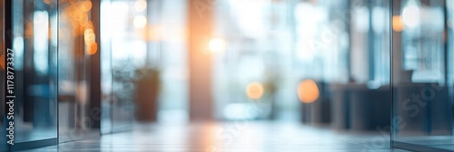 Wallpaper Mural Abstract Office Corridor with Blurred Lighting in a Modern Workspace Featuring Glass Walls and Soft Reflections, Perfect for Professional Themes Torontodigital.ca