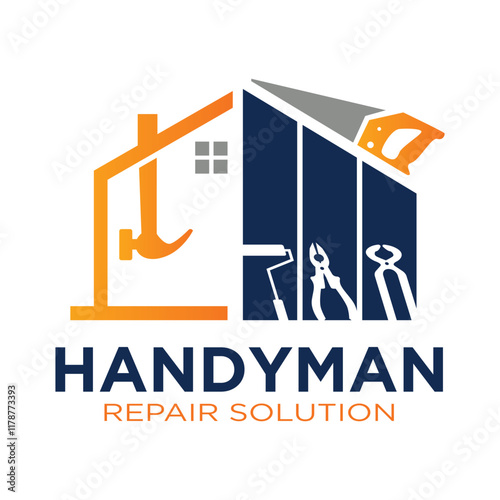 House repair tools logo. Handyman tools logo template.