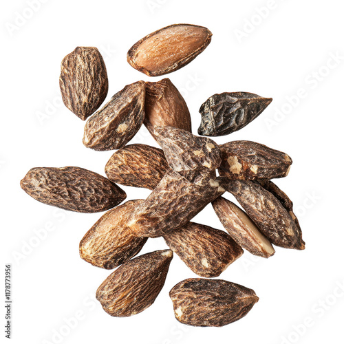 Nutrient-Rich Dried Almonds for Healthy Snacking on transparent background.