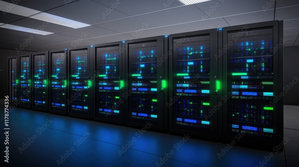 Data center operations modern facility technology infrastructure digital environment wide-angle view secure connectivity Data center operations modern facility technology infrastructure digital environment wide-angle view secure connectivity