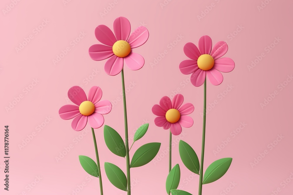 there are three pink flowers with green leaves in a vase there are three pink flowers with green leaves in a vase