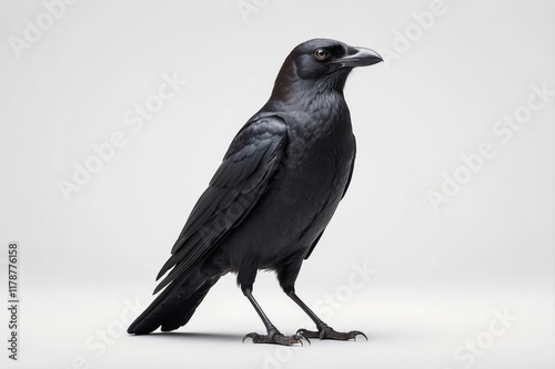 Black crow isolated on white background. photo