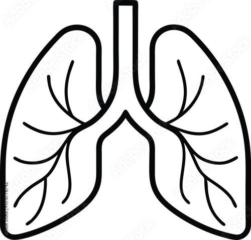 Lung icon vector, Human lung vector silhouette