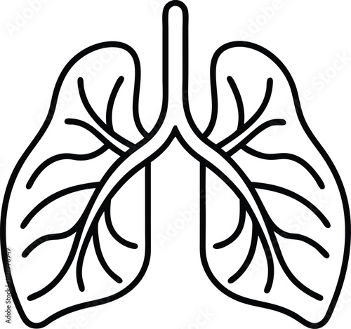 Lung icon vector, Human lung vector silhouette