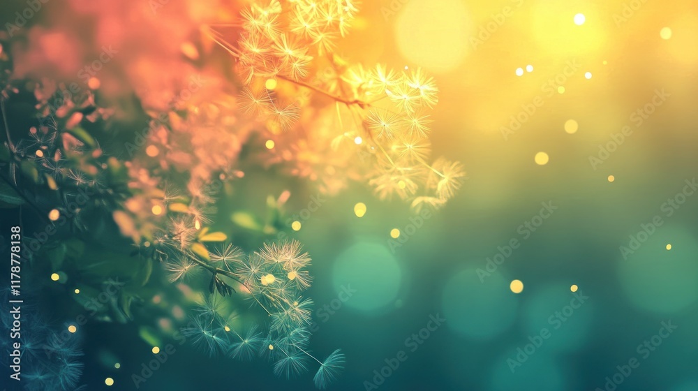 A vibrant, dreamy background featuring soft floral elements and bokeh lights. A vibrant, dreamy background featuring soft floral elements and bokeh lights.