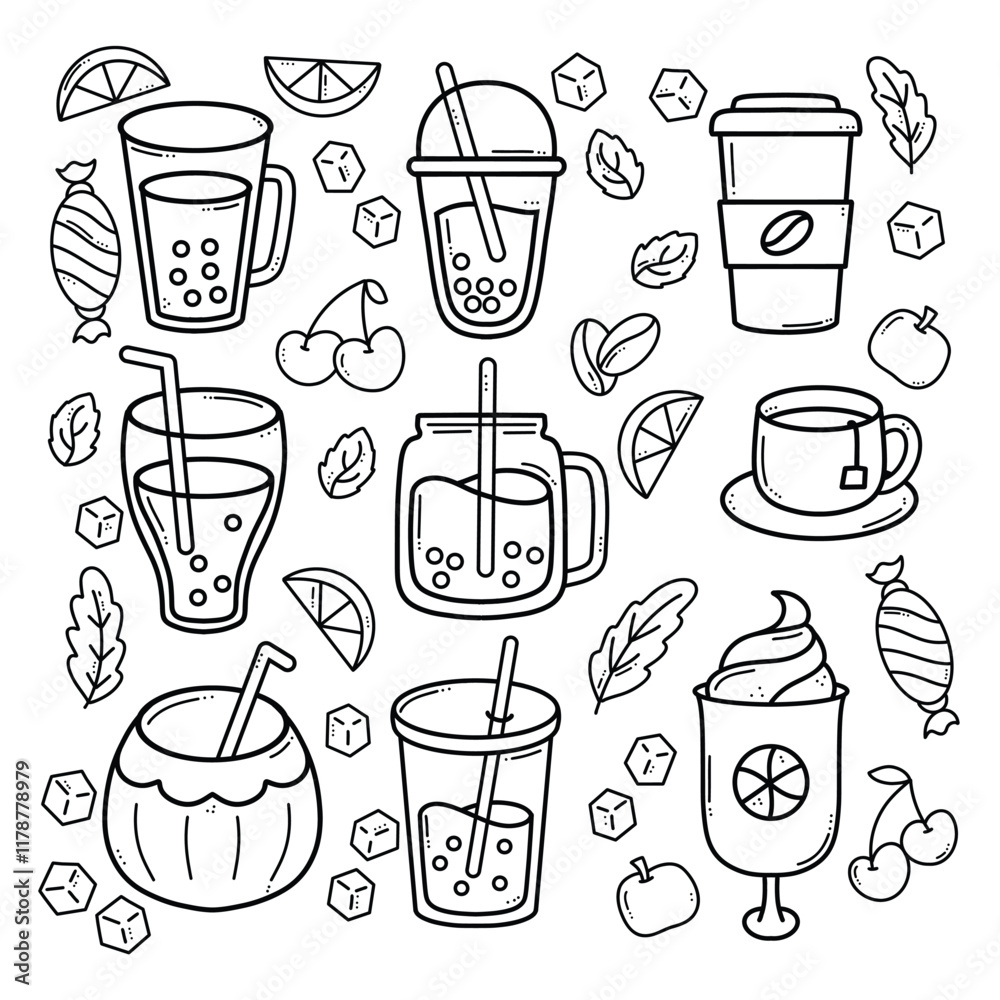 Doodle Drink Packaging Hand Drawn Clipart Doodle Drink Packaging Hand Drawn Clipart