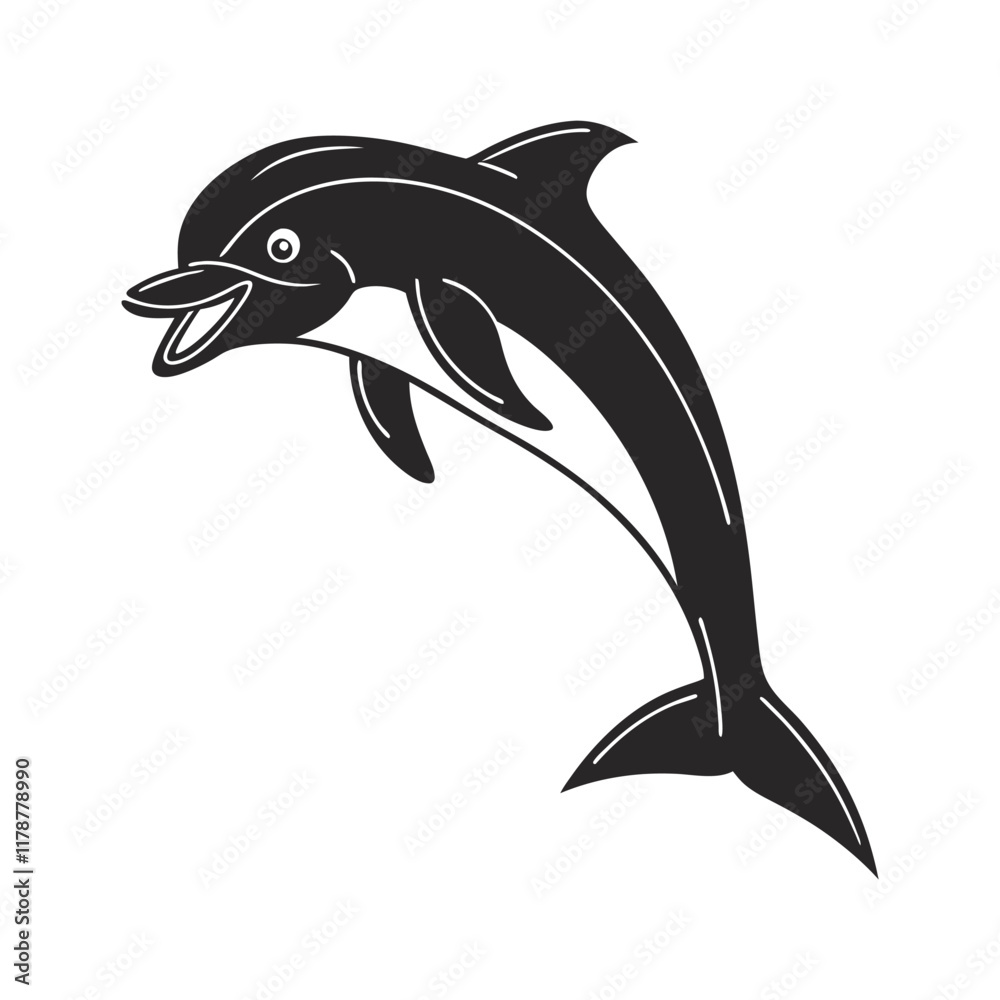 Fototapeta premium Silhouette of a leaping fish, perfect for logos or aquatic themes icon