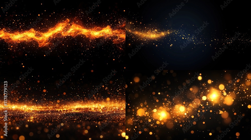 Naklejka premium Four abstract glowing particle backgrounds.