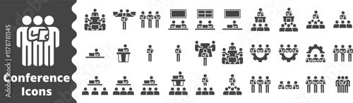 conference icon solid, people, business meeting, board director
