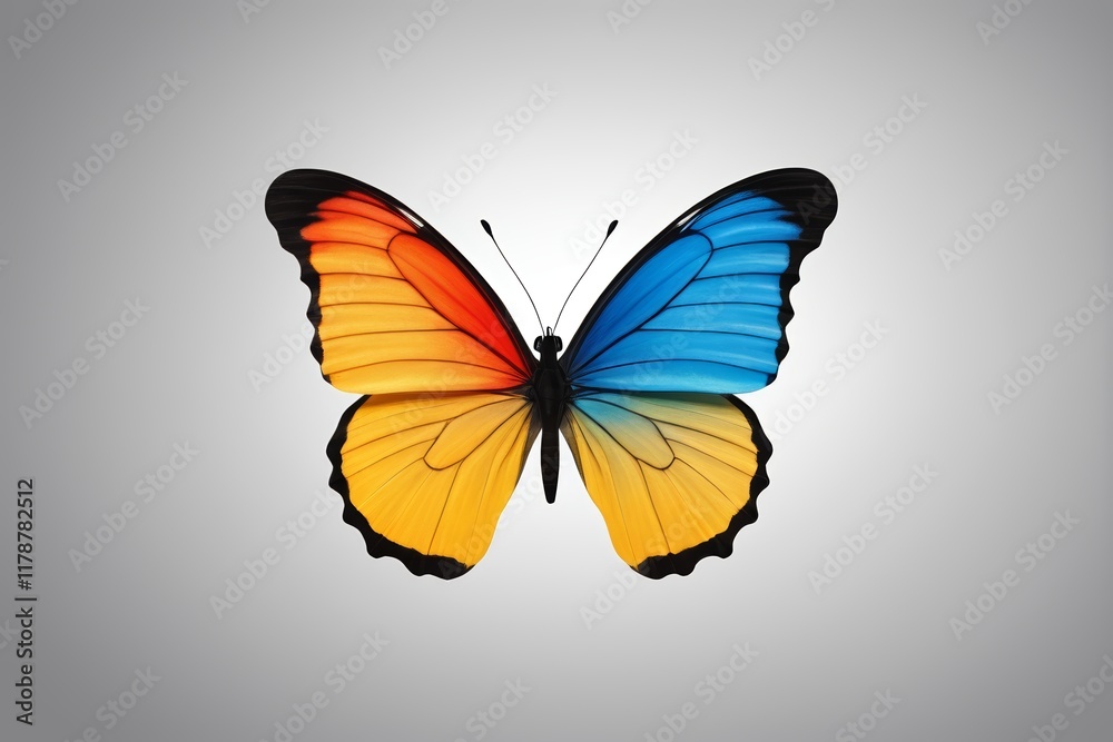 Fototapeta premium a close up of a butterfly with a yellow and blue wing