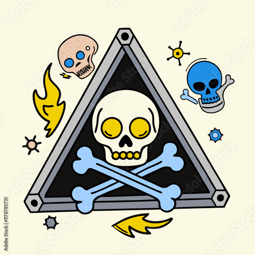 Skull and Crossbones Triangle Tattoo Design 