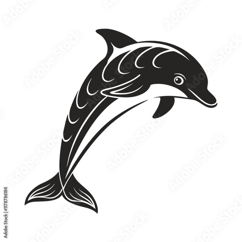 Silhouette of a leaping fish, perfect for logos or aquatic themes icon